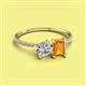 2 - Elyse 6.00 mm Cushion Shape Forever Brilliant Moissanite and 7x5 mm Emerald Shape Citrine 2 Stone Duo Ring 