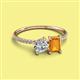 2 - Elyse 6.00 mm Cushion Shape Forever Brilliant Moissanite and 7x5 mm Emerald Shape Citrine 2 Stone Duo Ring 