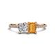 1 - Elyse 6.00 mm Cushion Shape Forever One Moissanite and 7x5 mm Emerald Shape Citrine 2 Stone Duo Ring 