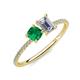 3 - Elyse 6.00 mm Cushion Shape Lab Created Emerald and 7x5 mm Emerald Shape Forever Brilliant Moissanite 2 Stone Duo Ring 