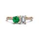 1 - Elyse 6.00 mm Cushion Shape Lab Created Emerald and 7x5 mm Emerald Shape Forever One Moissanite 2 Stone Duo Ring 