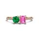 1 - Elyse 6.00 mm Cushion Shape Lab Created Emerald and 7x5 mm Emerald Shape Lab Created Pink Sapphire 2 Stone Duo Ring 