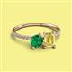 2 - Elyse 6.00 mm Cushion Shape Lab Created Emerald and 7x5 mm Emerald Shape Lab Created Yellow Sapphire 2 Stone Duo Ring 