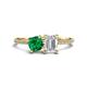 1 - Elyse 6.00 mm Cushion Shape Lab Created Emerald and 7x5 mm Emerald Shape White Sapphire 2 Stone Duo Ring 