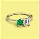 2 - Elyse 6.00 mm Cushion Shape Lab Created Emerald and 7x5 mm Emerald Shape White Sapphire 2 Stone Duo Ring 