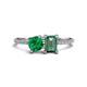 1 - Elyse 6.00 mm Cushion Shape Lab Created Emerald and 7x5 mm Emerald Shape Lab Created Alexandrite 2 Stone Duo Ring 