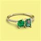 2 - Elyse 6.00 mm Cushion Shape Lab Created Emerald and 7x5 mm Emerald Shape Lab Created Alexandrite 2 Stone Duo Ring 