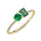 3 - Elyse 6.00 mm Cushion Shape Lab Created Emerald and 7x5 mm Emerald Shape Lab Created Alexandrite 2 Stone Duo Ring 