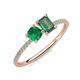3 - Elyse 6.00 mm Cushion Shape Lab Created Emerald and 7x5 mm Emerald Shape Lab Created Alexandrite 2 Stone Duo Ring 