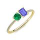 3 - Elyse 6.00 mm Cushion Shape Lab Created Emerald and 7x5 mm Emerald Shape Tanzanite 2 Stone Duo Ring 