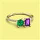 2 - Elyse 6.00 mm Cushion Shape Lab Created Emerald and 7x5 mm Emerald Shape Amethyst 2 Stone Duo Ring 