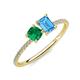 3 - Elyse 6.00 mm Cushion Shape Lab Created Emerald and 7x5 mm Emerald Shape Blue Topaz 2 Stone Duo Ring 