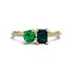 1 - Elyse 6.00 mm Cushion Shape Lab Created Emerald and 7x5 mm Emerald Shape London Blue Topaz 2 Stone Duo Ring 