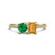 1 - Elyse 6.00 mm Cushion Shape Lab Created Emerald and 7x5 mm Emerald Shape Citrine 2 Stone Duo Ring 