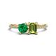1 - Elyse 6.00 mm Cushion Shape Lab Created Emerald and 7x5 mm Emerald Shape Peridot 2 Stone Duo Ring 