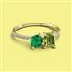 2 - Elyse 6.00 mm Cushion Shape Lab Created Emerald and 7x5 mm Emerald Shape Peridot 2 Stone Duo Ring 