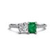 1 - Elyse IGI Certified 6.00 mm Cushion Shape Lab Grown Diamond and 7x5 mm Emerald Shape Lab Created Emerald 2 Stone Duo Ring 