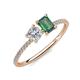 3 - Elyse IGI Certified 6.00 mm Cushion Shape Lab Grown Diamond and 7x5 mm Emerald Shape Lab Created Alexandrite 2 Stone Duo Ring 