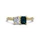 1 - Elyse IGI Certified 6.00 mm Cushion Shape Lab Grown Diamond and 7x5 mm Emerald Shape London Blue Topaz 2 Stone Duo Ring 