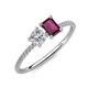 3 - Elyse IGI Certified 6.00 mm Cushion Shape Lab Grown Diamond and 7x5 mm Emerald Shape Rhodolite Garnet 2 Stone Duo Ring 