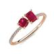 3 - Elyse 6.00 mm Cushion Shape and 7x5 mm Emerald Shape Lab Created Ruby 2 Stone Duo Ring 