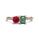 1 - Elyse 6.00 mm Cushion Shape Lab Created Ruby and 7x5 mm Emerald Shape Lab Created Alexandrite 2 Stone Duo Ring 
