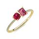 3 - Elyse 6.00 mm Cushion Shape Lab Created Ruby and 7x5 mm Emerald Shape Pink Tourmaline 2 Stone Duo Ring 
