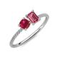 3 - Elyse 6.00 mm Cushion Shape Lab Created Ruby and 7x5 mm Emerald Shape Lab Pink Tourmaline 2 Stone Duo Ring 