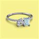 2 - Elyse 6.00 mm Cushion Shape Forever Brilliant Moissanite and 7x5 mm Emerald Shape Aquamarine 2 Stone Duo Ring 