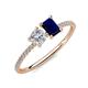 3 - Elyse 6.00 mm Cushion Shape Forever Brilliant Moissanite and 7x5 mm Emerald Shape Lab Created Blue Sapphire 2 Stone Duo Ring 
