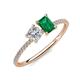 3 - Elyse 6.00 mm Cushion Shape Forever Brilliant Moissanite and 7x5 mm Emerald Shape Lab Created Emerald 2 Stone Duo Ring 