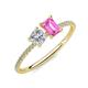 3 - Elyse 6.00 mm Cushion Shape Forever Brilliant Moissanite and 7x5 mm Emerald Shape Lab Created Pink Sapphire 2 Stone Duo Ring 