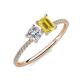 3 - Elyse 6.00 mm Cushion Shape Forever Brilliant Moissanite and 7x5 mm Emerald Shape Lab Created Yellow Sapphire 2 Stone Duo Ring 