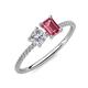 3 - Elyse 6.00 mm Cushion Shape Forever Brilliant Moissanite and 7x5 mm Emerald Shape Pink Tourmaline 2 Stone Duo Ring 