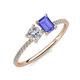 3 - Elyse 6.00 mm Cushion Shape Forever Brilliant Moissanite and 7x5 mm Emerald Shape Tanzanite 2 Stone Duo Ring 