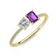 3 - Elyse 6.00 mm Cushion Shape Forever Brilliant Moissanite and 7x5 mm Emerald Shape Amethyst 2 Stone Duo Ring 