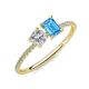 3 - Elyse 6.00 mm Cushion Shape Forever Brilliant Moissanite and 7x5 mm Emerald Shape Blue Topaz 2 Stone Duo Ring 