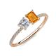 3 - Elyse 6.00 mm Cushion Shape Forever Brilliant Moissanite and 7x5 mm Emerald Shape Citrine 2 Stone Duo Ring 