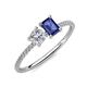 3 - Elyse 6.00 mm Cushion Shape Forever Brilliant Moissanite and 7x5 mm Emerald Shape Iolite 2 Stone Duo Ring 