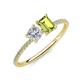 3 - Elyse 6.00 mm Cushion Shape Forever Brilliant Moissanite and 7x5 mm Emerald Shape Peridot 2 Stone Duo Ring 