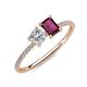 3 - Elyse 6.00 mm Cushion Shape Forever One Moissanite and 7x5 mm Emerald Shape Rhodolite Garnet 2 Stone Duo Ring 