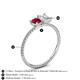 4 - Elyse 6.00 mm Cushion Shape Lab Created Ruby and 7x5 mm Emerald Shape Lab White Sapphire 2 Stone Duo Ring 