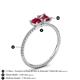 4 - Elyse 6.00 mm Cushion Shape Lab Created Ruby and 7x5 mm Emerald Shape Lab Pink Tourmaline 2 Stone Duo Ring 