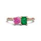 1 - Elyse 6.00 mm Cushion Shape Lab Created Pink Sapphire and 7x5 mm Emerald Shape Lab Created Emerald 2 Stone Duo Ring 