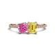 1 - Elyse 6.00 mm Cushion Shape Lab Created Pink Sapphire and 7x5 mm Emerald Shape Lab Created Yellow Sapphire 2 Stone Duo Ring 