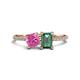 1 - Elyse 6.00 mm Cushion Shape Lab Created Pink Sapphire and 7x5 mm Emerald Shape Lab Created Alexandrite 2 Stone Duo Ring 
