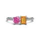 1 - Elyse 6.00 mm Cushion Shape Lab Created Pink Sapphire and 7x5 mm Emerald Shape Citrine 2 Stone Duo Ring 