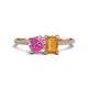 1 - Elyse 6.00 mm Cushion Shape Lab Created Pink Sapphire and 7x5 mm Emerald Shape Citrine 2 Stone Duo Ring 