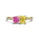 1 - Elyse 6.00 mm Cushion Shape Lab Created Pink Sapphire and 7x5 mm Emerald Shape Lab Created Yellow Sapphire 2 Stone Duo Ring 
