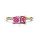 1 - Elyse 6.00 mm Cushion Shape Lab Created Pink Sapphire and 7x5 mm Emerald Shape Pink Tourmaline 2 Stone Duo Ring 